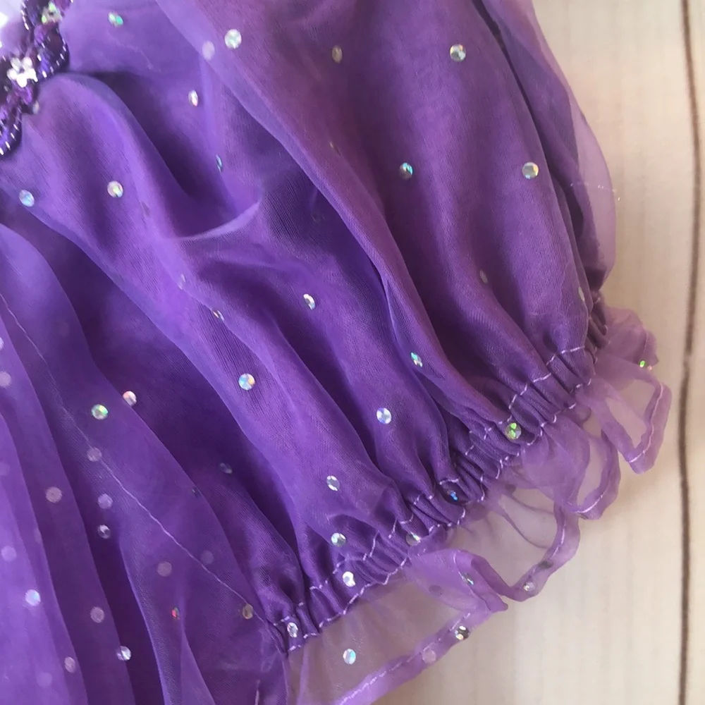 Purple Embellished Costume Layered Dress Princess Sophia 130- 5/6 Plus Free Doll - Picture 4 of 16
